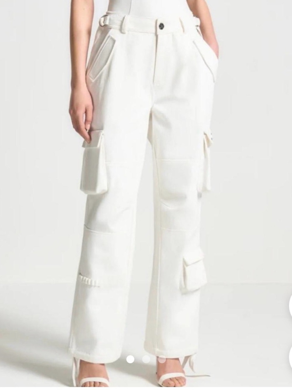 Never worn Manière De Voir White Strap-Detail Cargo Pants Sz UK12/US8